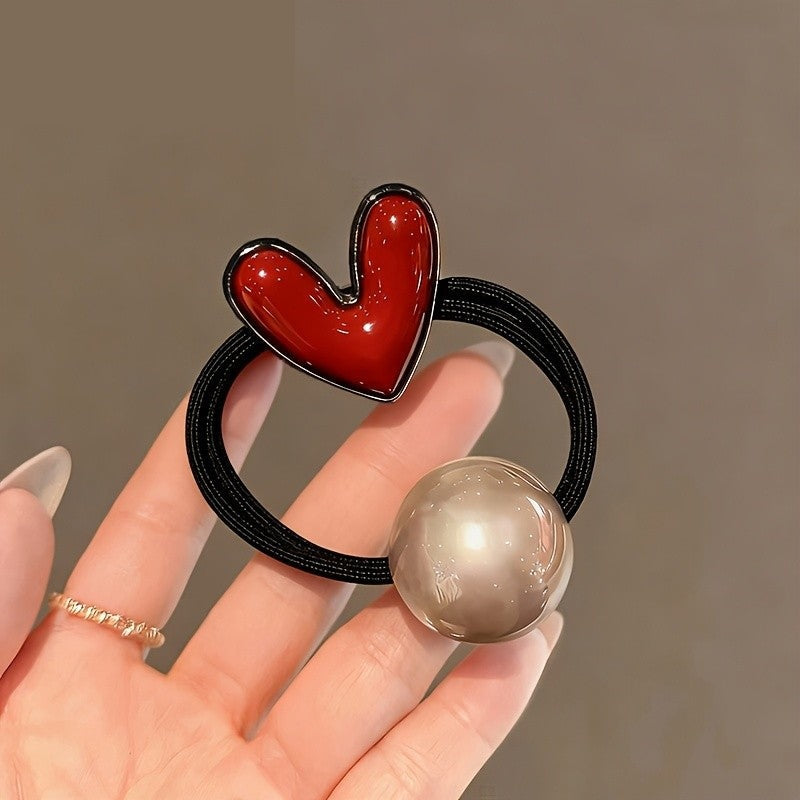 Red Heart Hair Tie