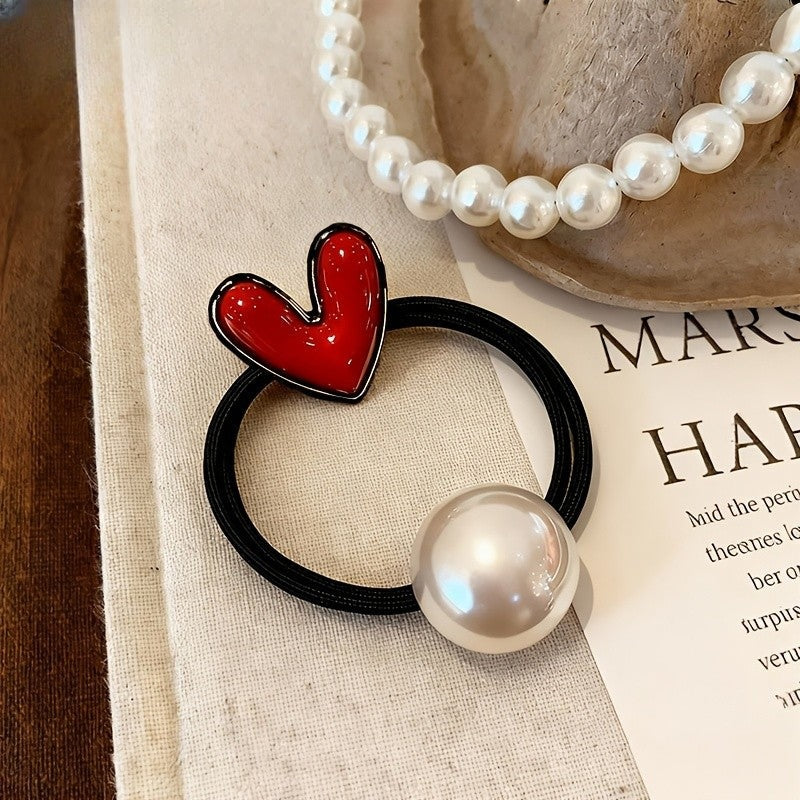 Red Heart Hair Tie