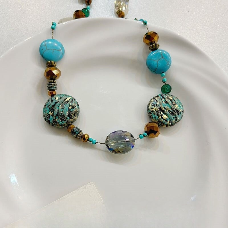 Zebra Pattern Beaded Necklace