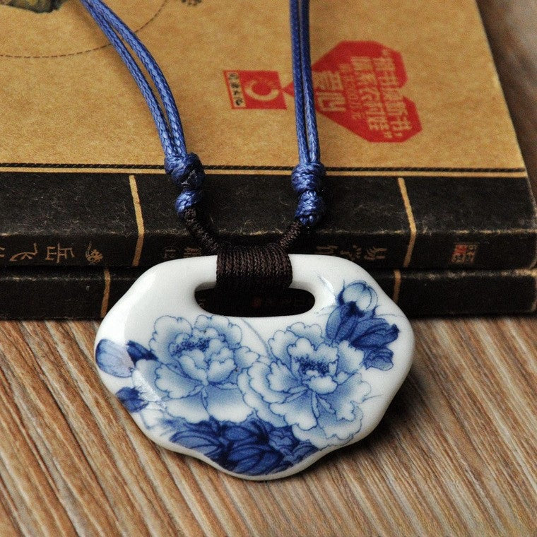 Porcelain Peony Pendant Necklace