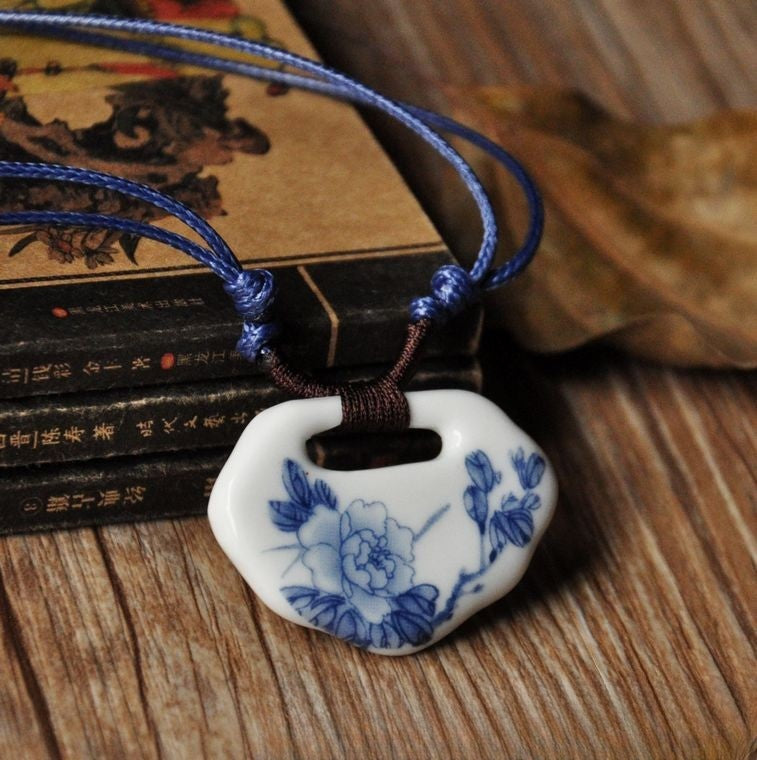 Porcelain Peony Pendant Necklace