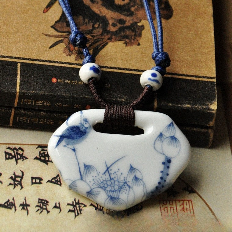 Porcelain Peony Pendant Necklace
