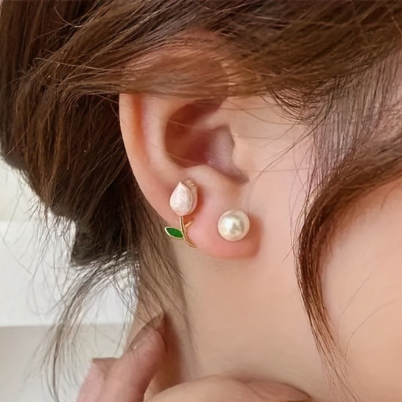 Pearl Tulip Drop Earrings