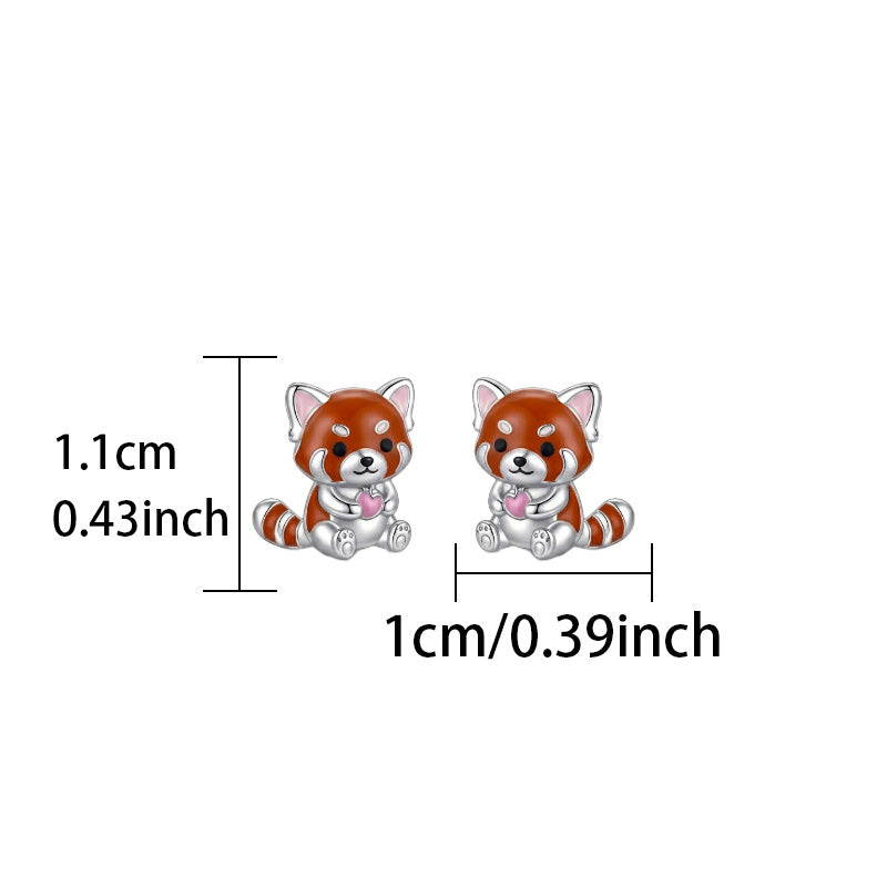 Red Panda Stud Earrings