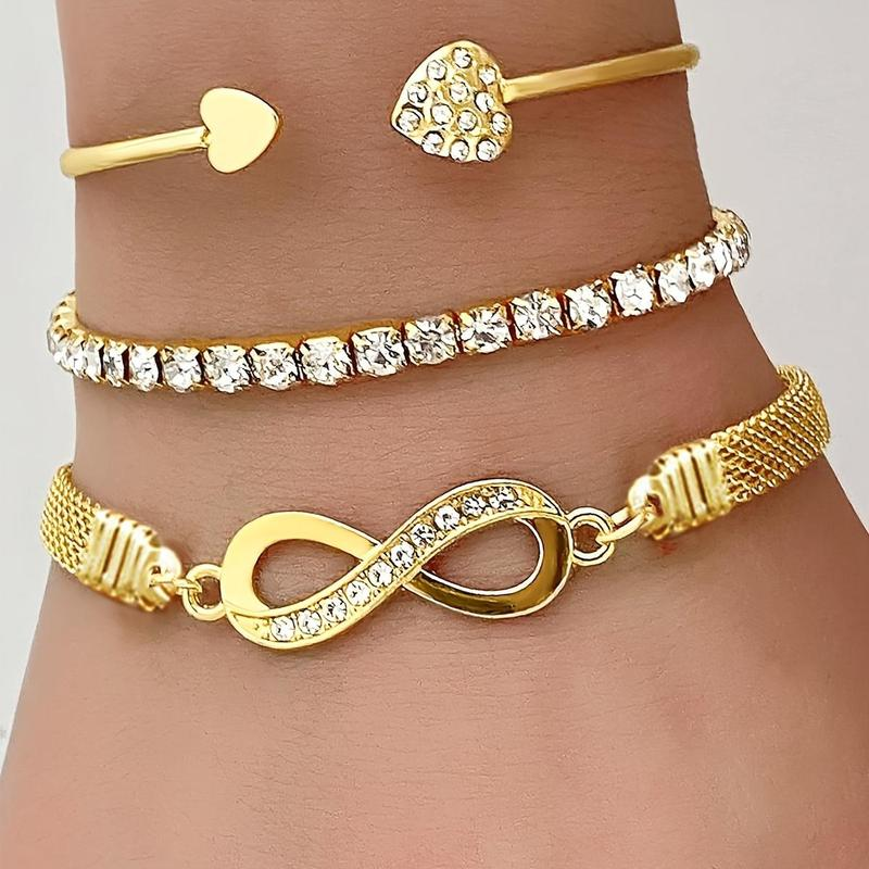 3pc 18k Rhinestone Bracelet Set