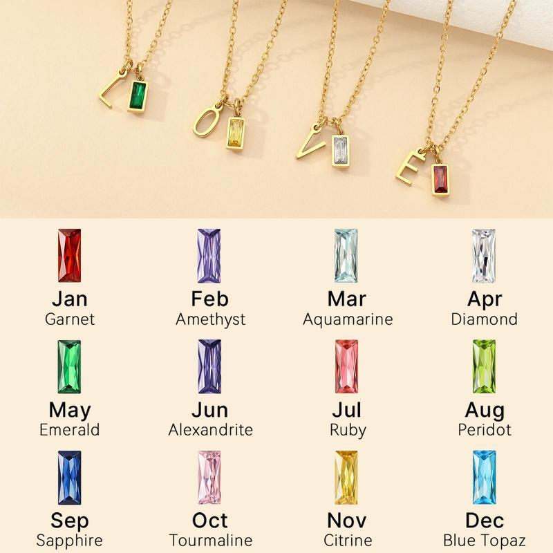 Initial Birthstone Necklace