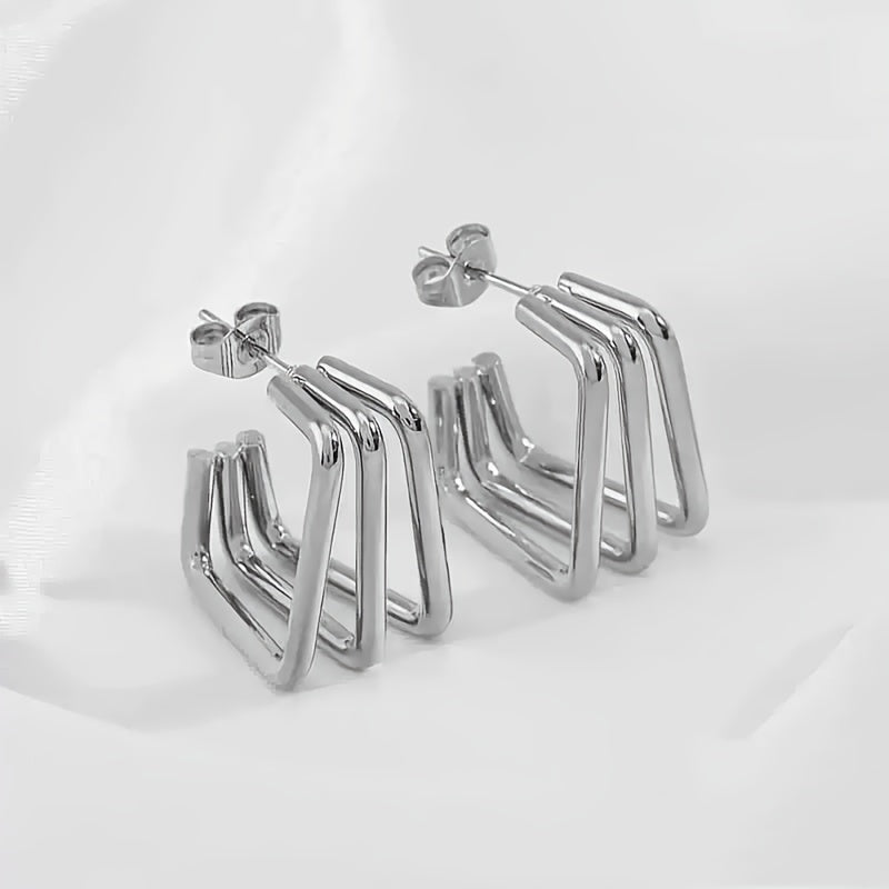 Triple Square Hoop Earrings