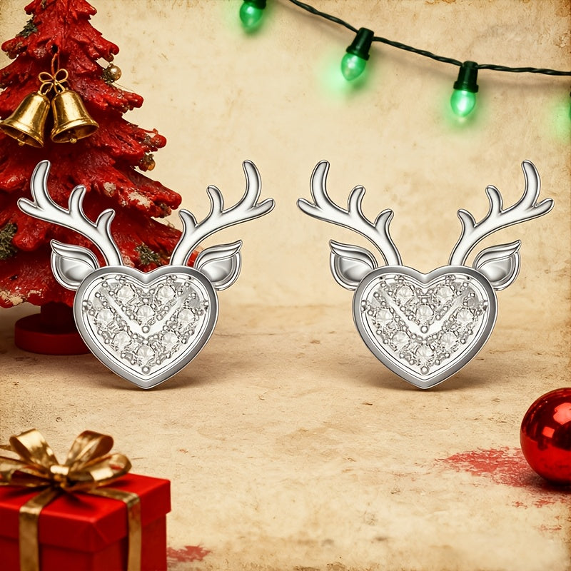 Reindeer Heart Stud Earrings