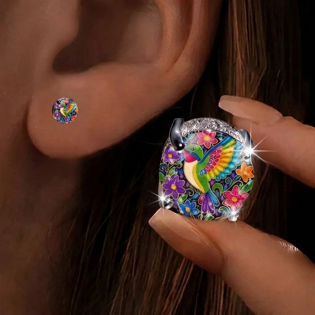 Rainbow Hummingbird Stud Earrings