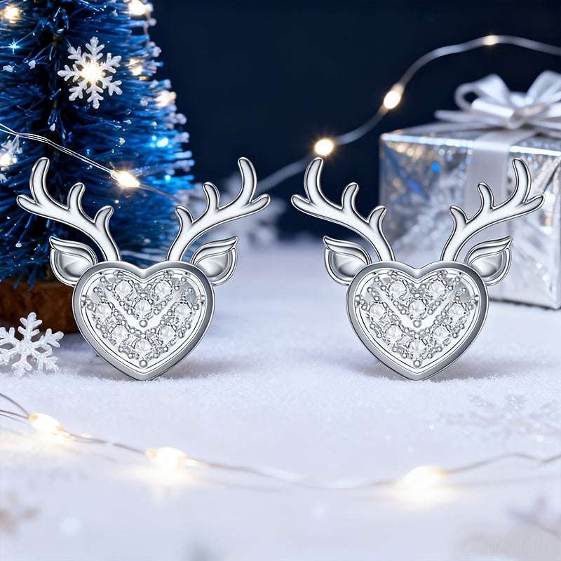 Reindeer Heart Stud Earrings