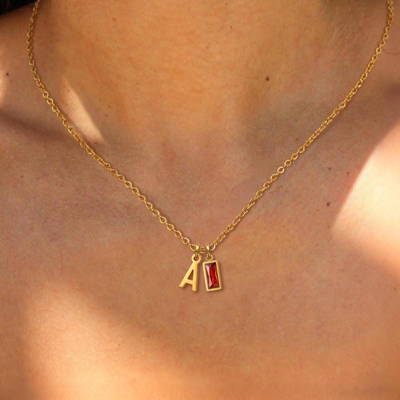 Initial Birthstone Necklace