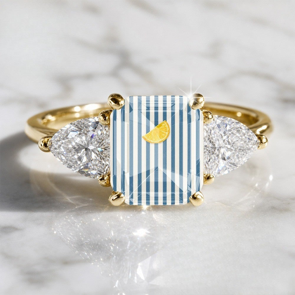 Striped Citrus Square Statement Ring
