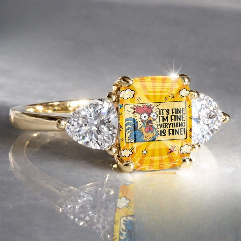 Cartoon Rooster Statement Ring