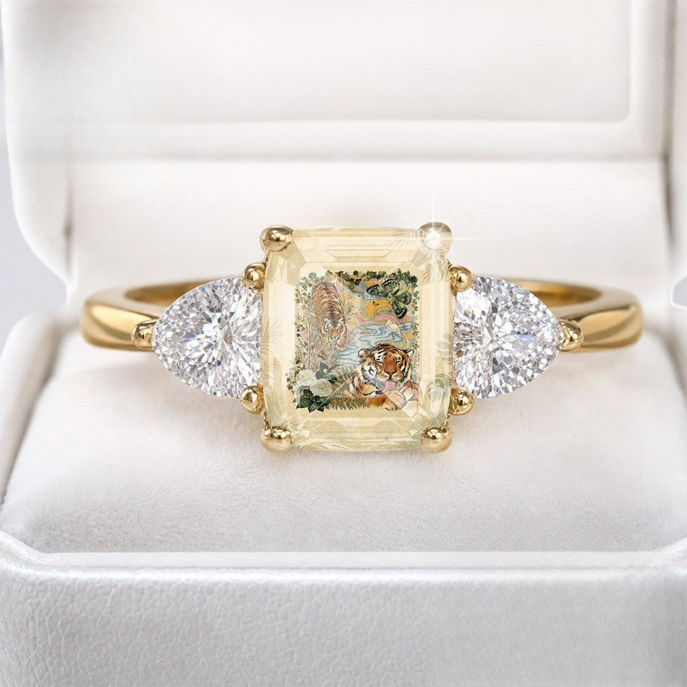 Tiger & Butterfly Square Ring