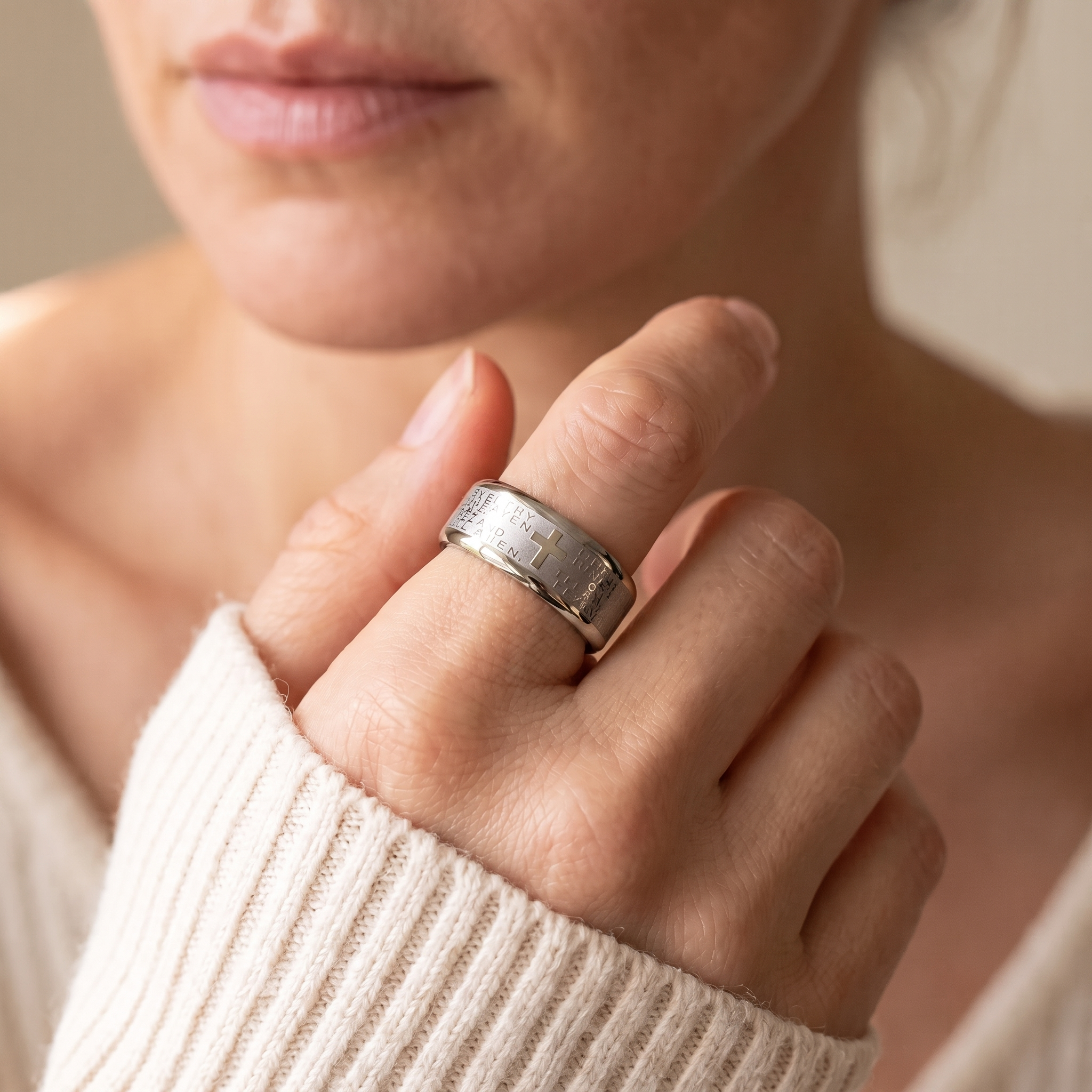 Cross Lord's Prayer Ring