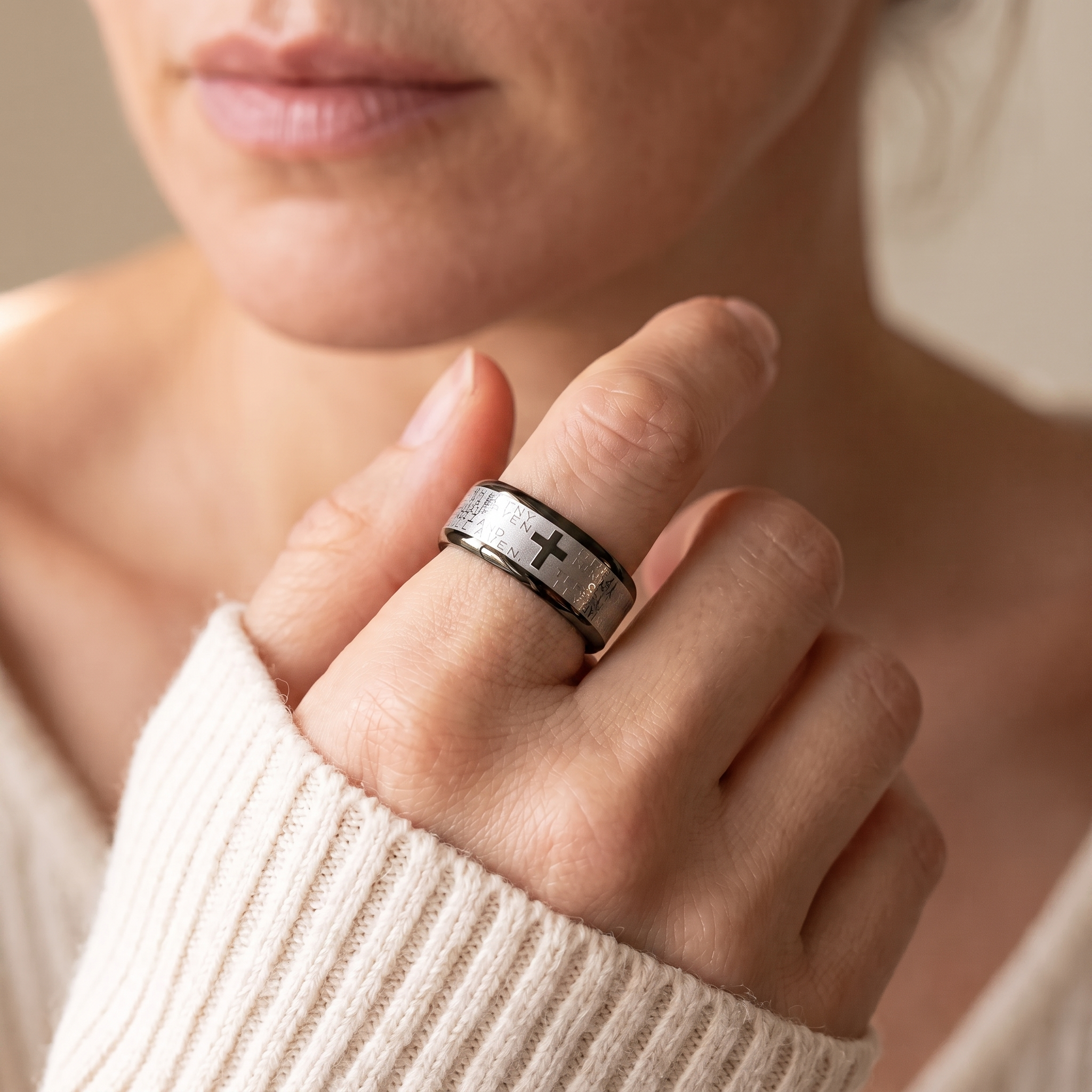 Cross Lord's Prayer Ring