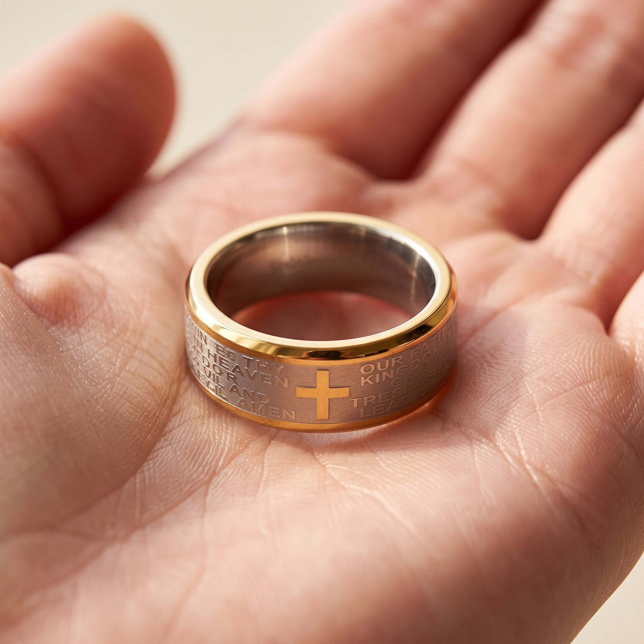 Cross Lord's Prayer Ring