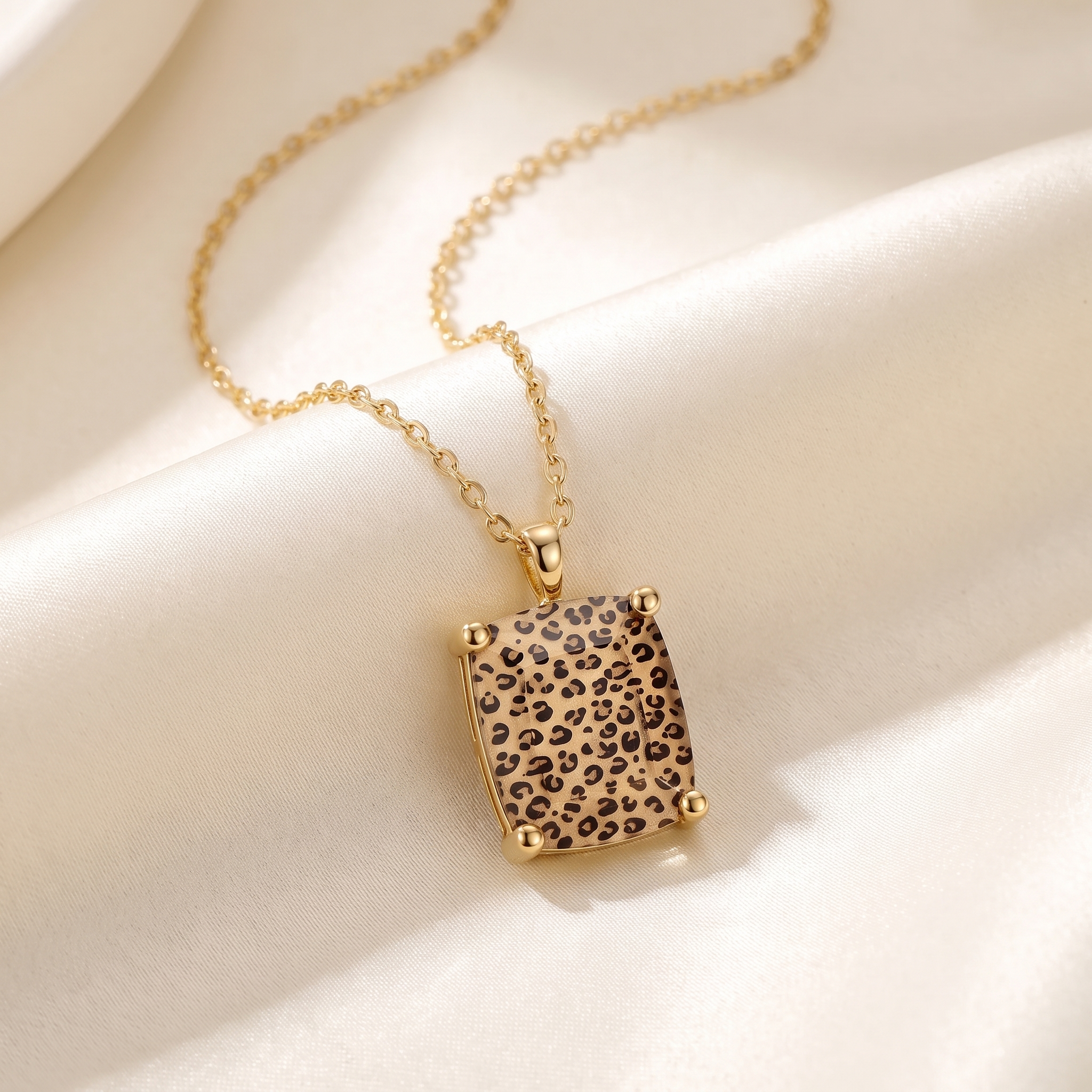 Leopard Square Necklace