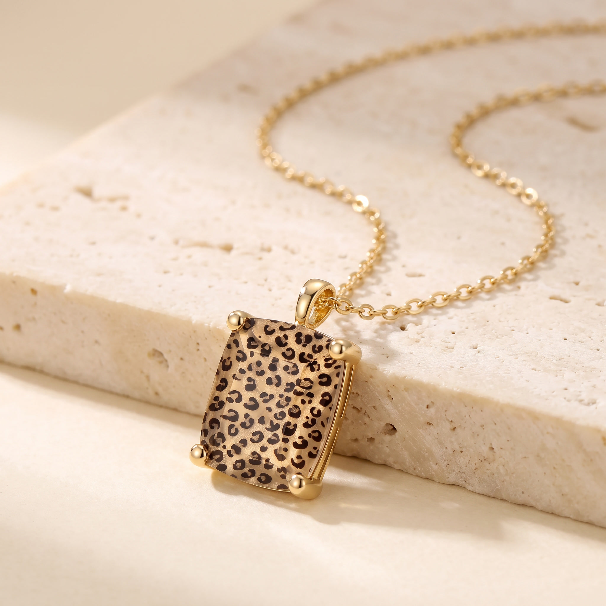 Leopard Square Necklace