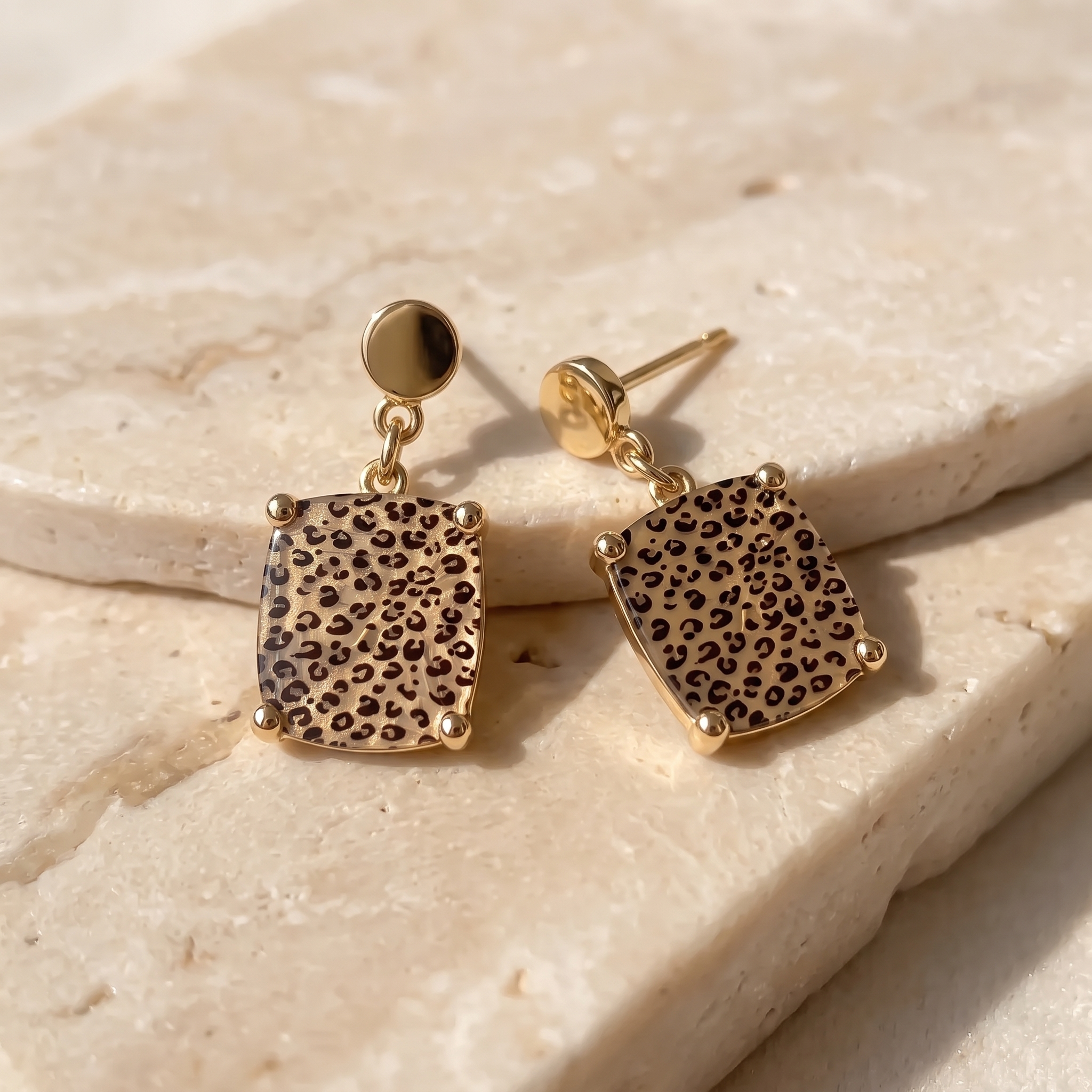 Leopard Square Earrings