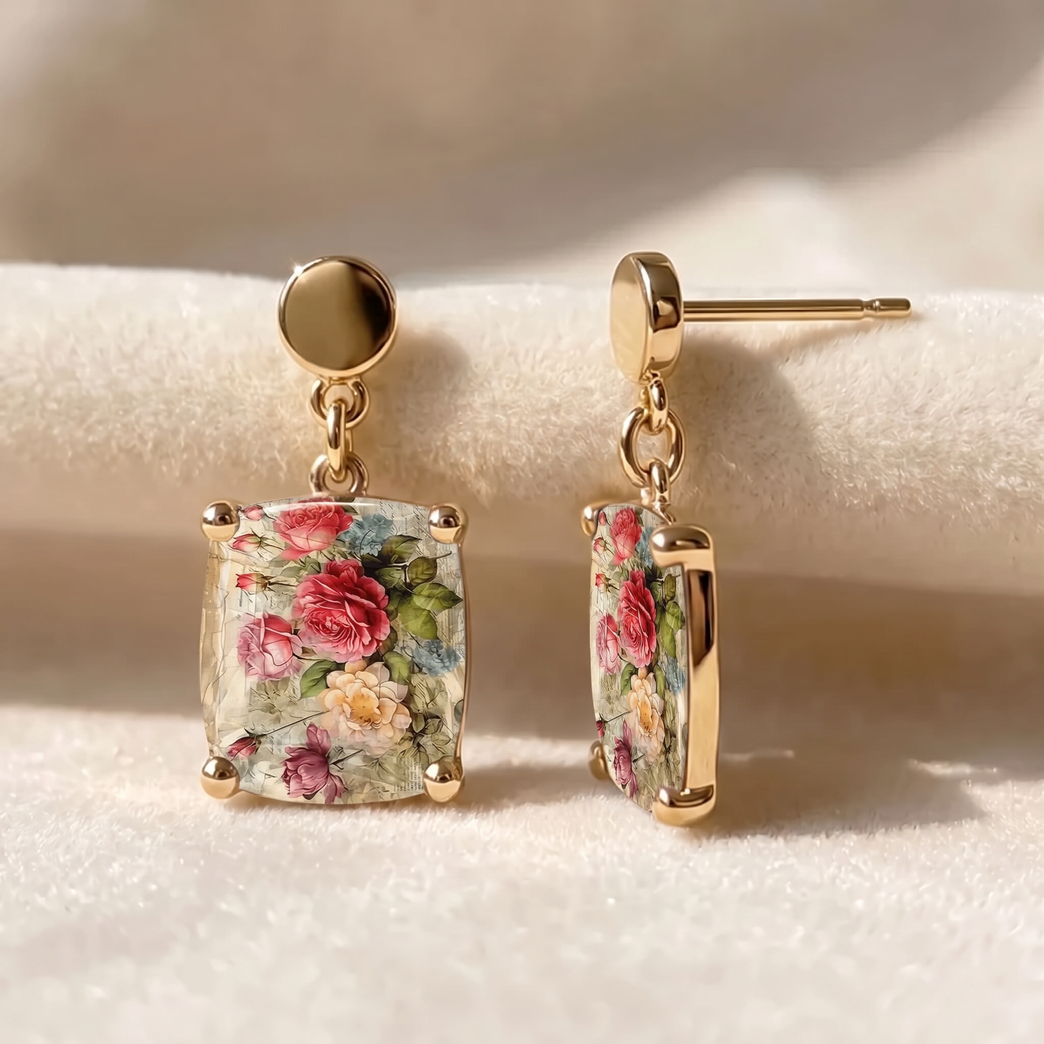 Rose Square Earrings