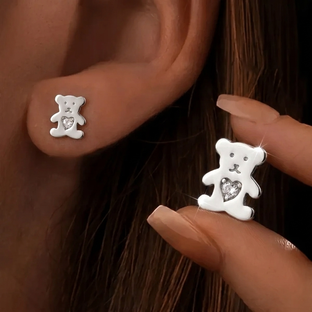 18k Bear Stud Earrings