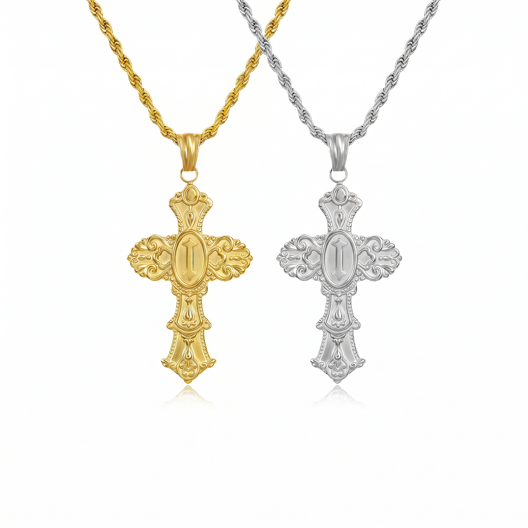 Vintage Cross Initial Necklace
