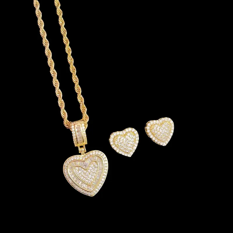 2pc Love Heart Earrings & Necklace Set