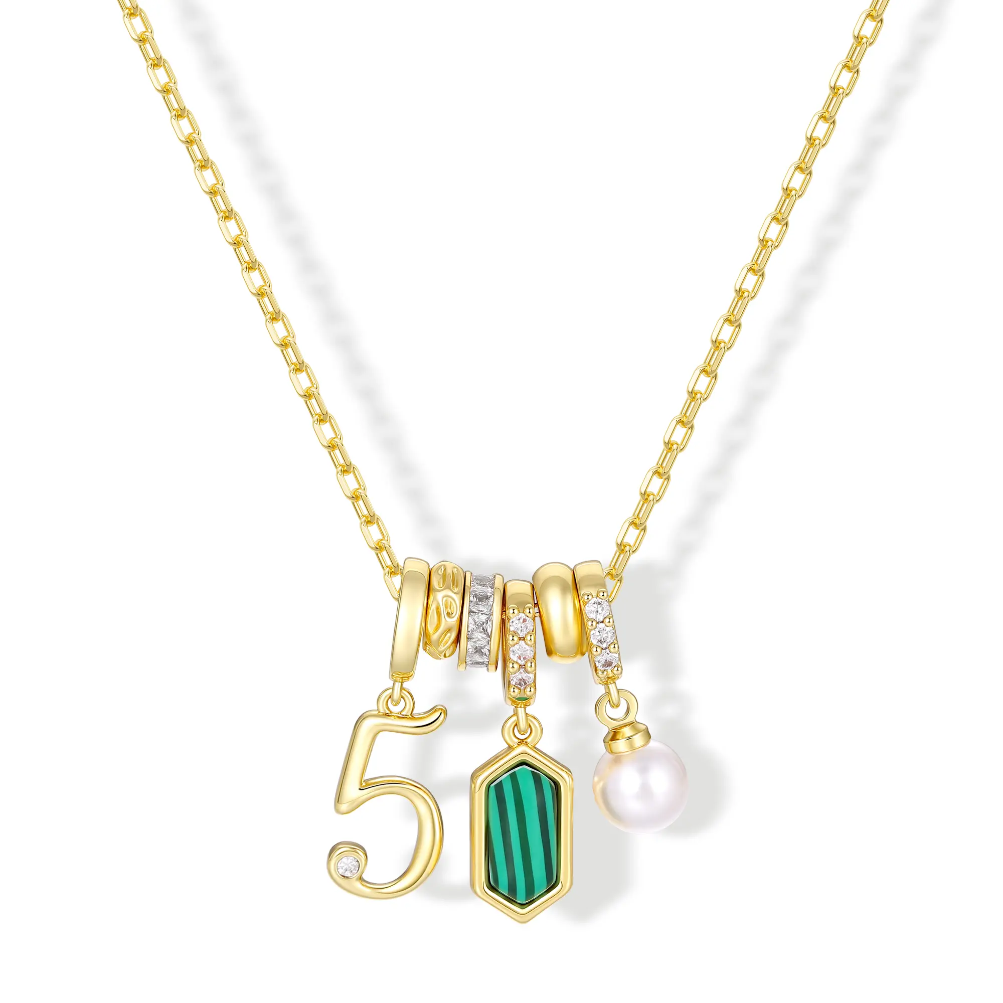 Numeric Birthstone Charm Necklace