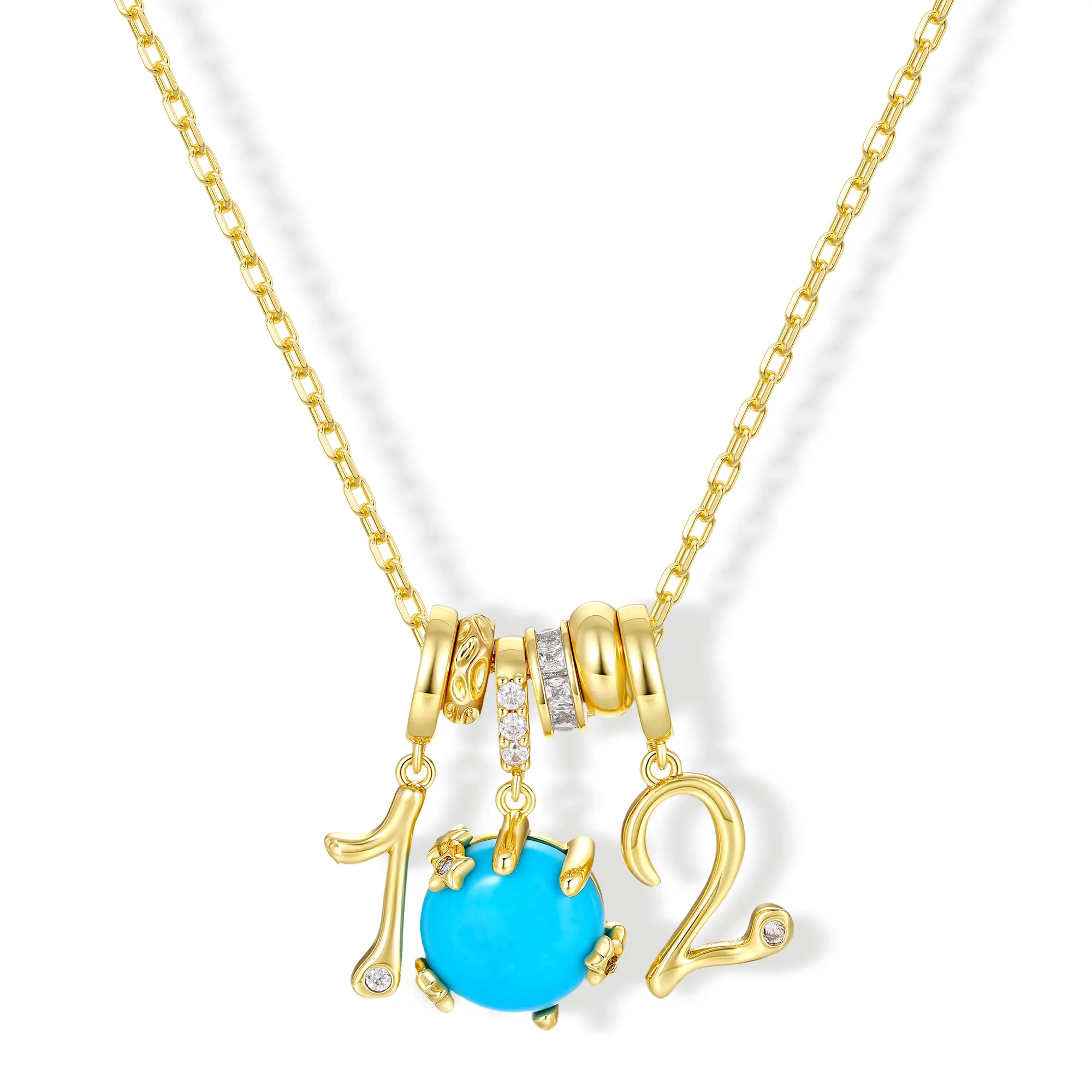 Numeric Birthstone Charm Necklace