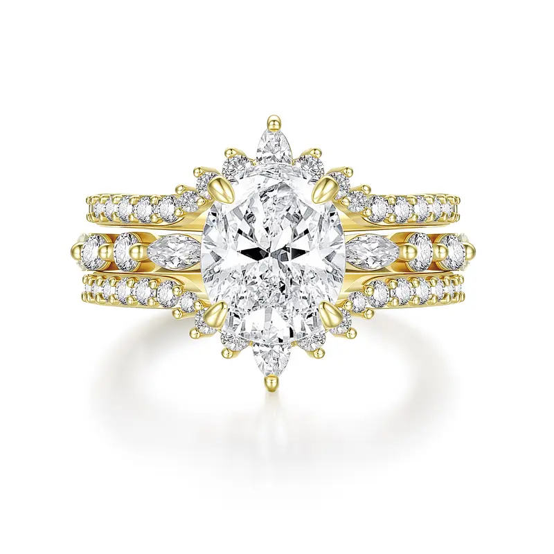 Elegant Three Row Pave Ring
