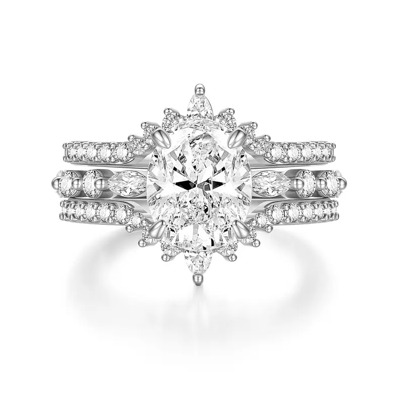 Elegant Three Row Pave Ring