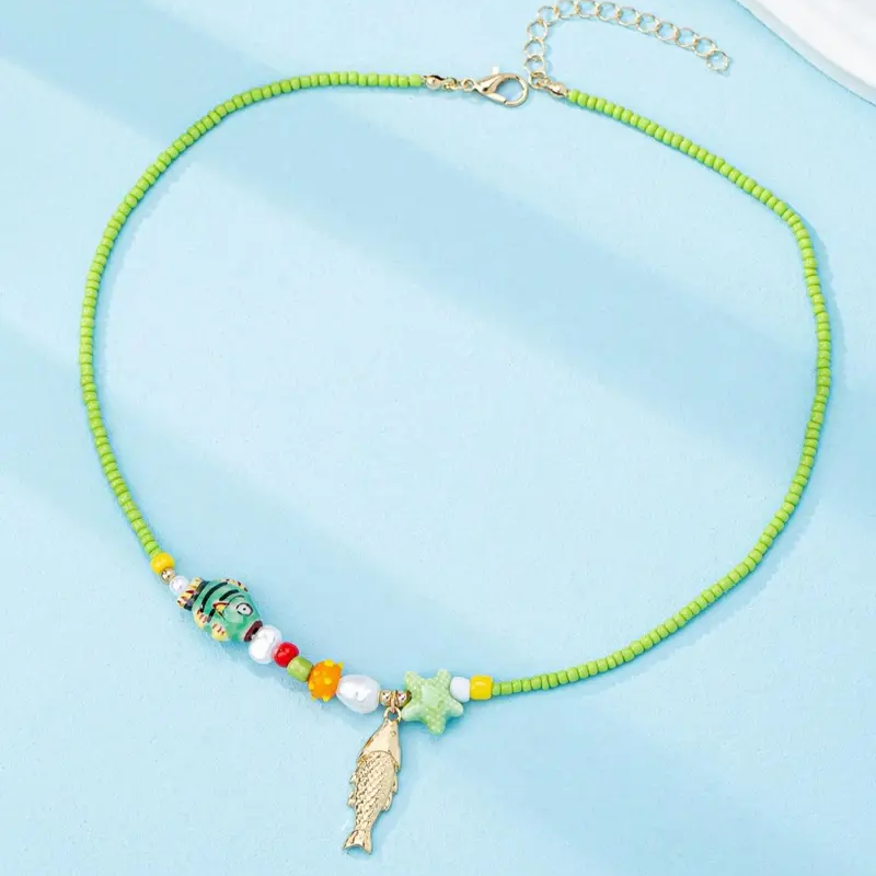 Colorful Beaded Marine Necklace Set