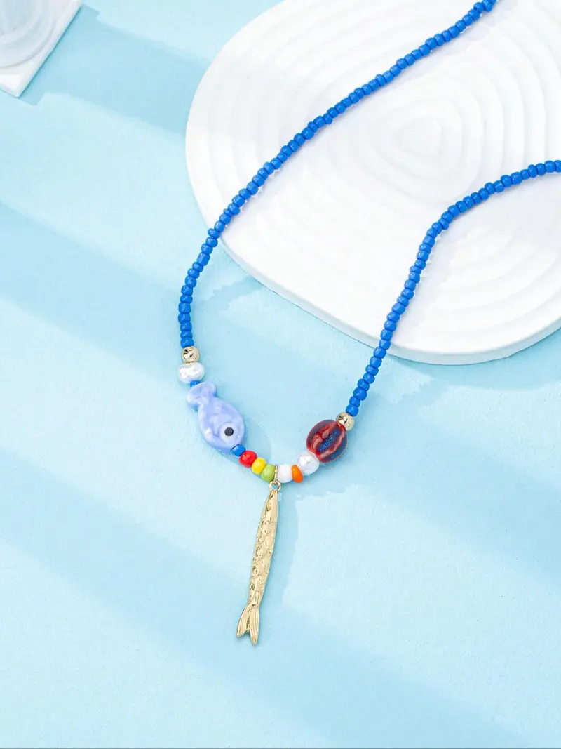 Colorful Beaded Marine Necklace Set