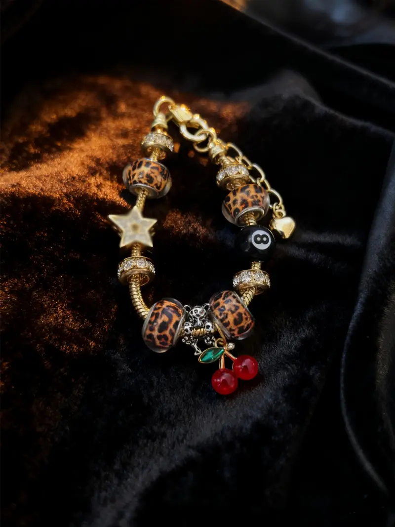 Leopard Print Rhinestone Bracelet