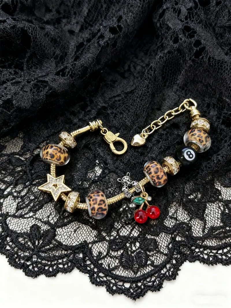 Leopard Print Rhinestone Bracelet