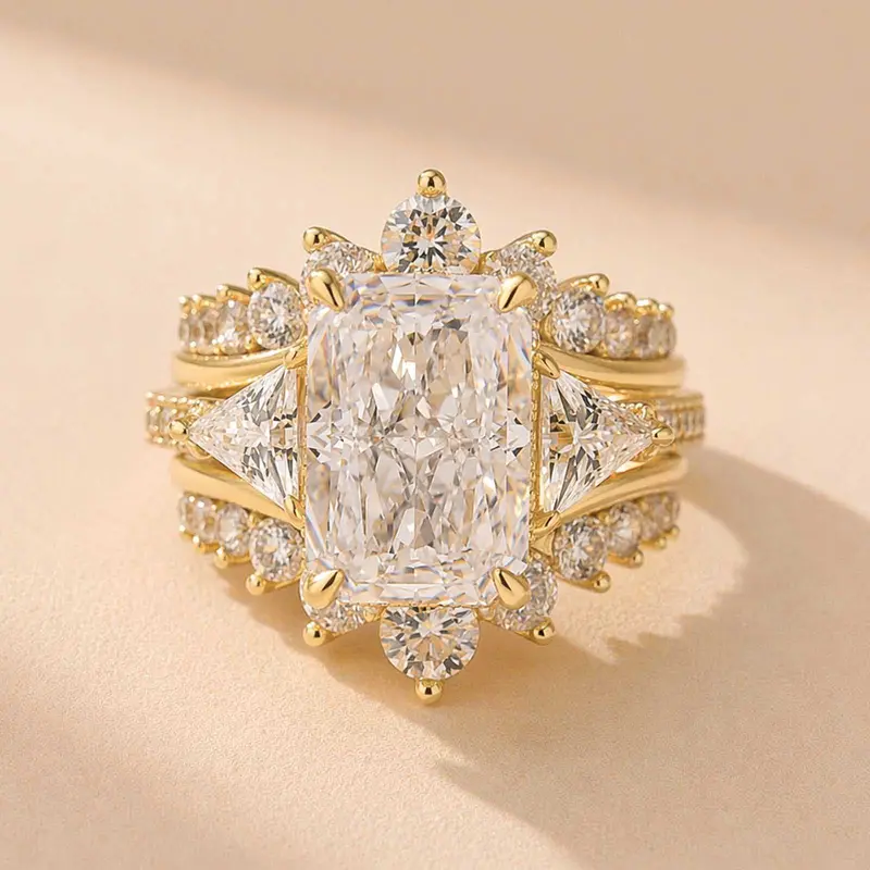 2pc Radiant Cut Ring Set