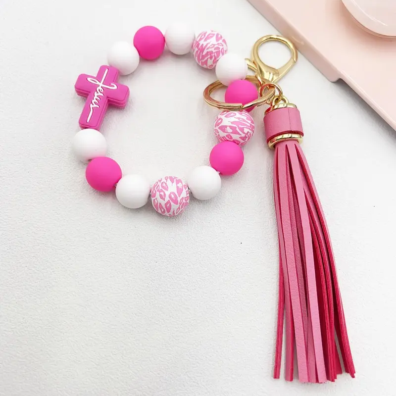 Cross Beaded Keychain