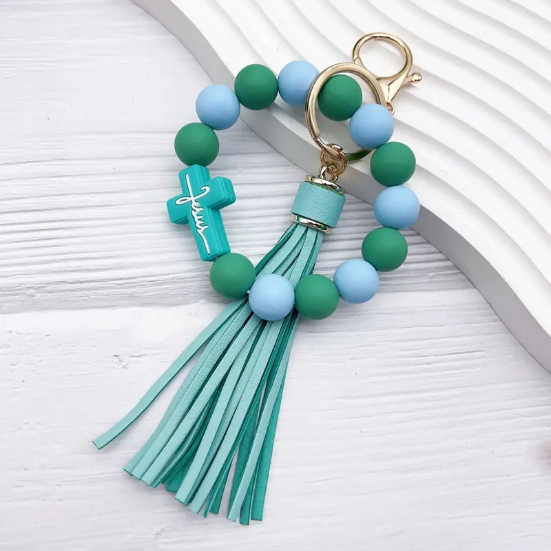 Cross Beaded Keychain