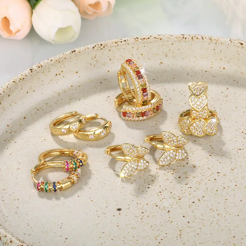 5 Pair Elegant Butterfly Heart Earrings Set