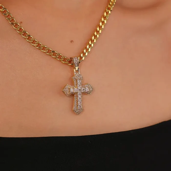 Chunky Cuban Cross Necklace