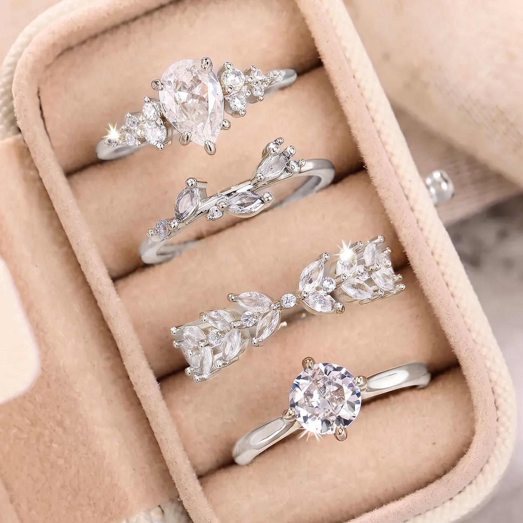 4pc Zirconia Stackable Ring Set