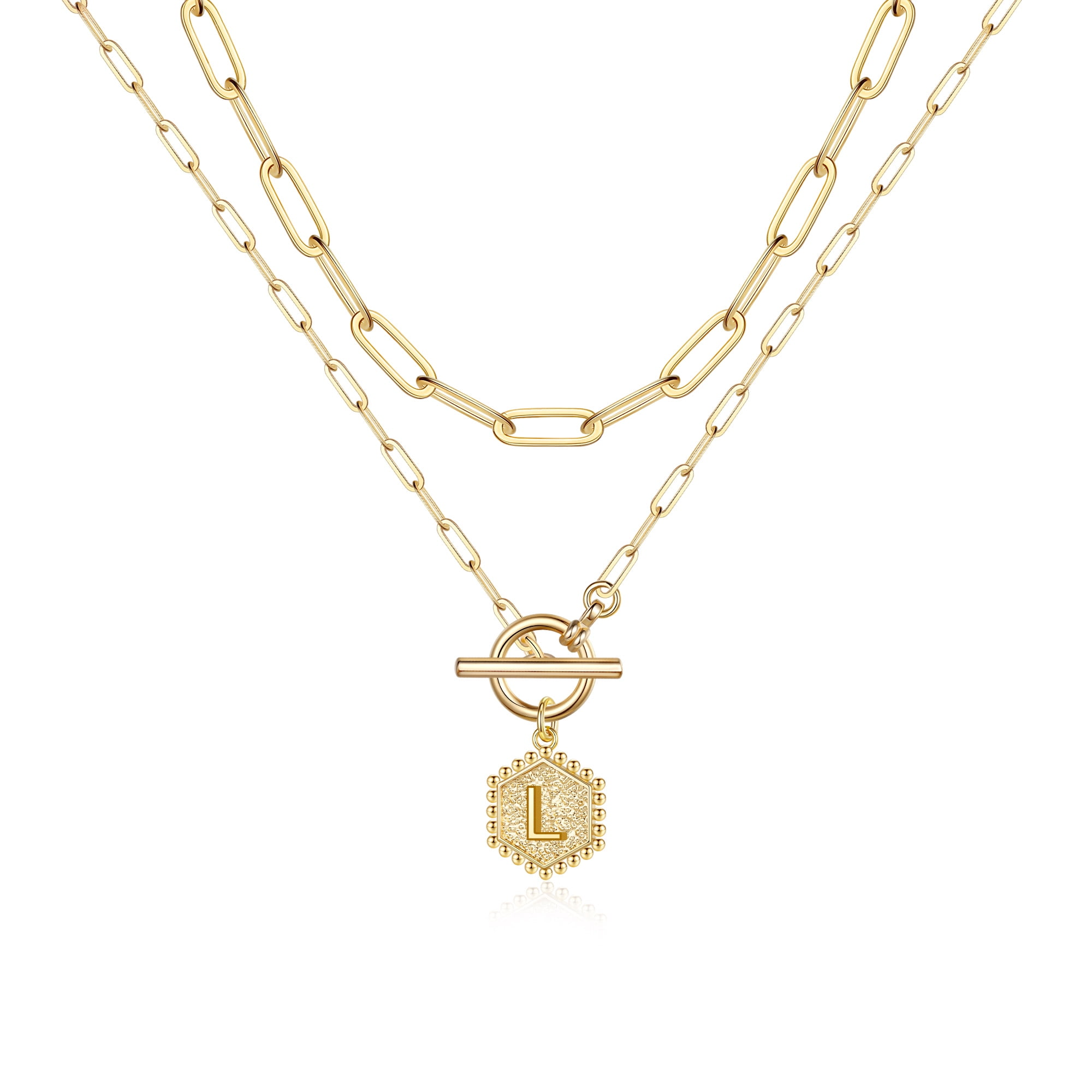 2pc Initial Toggle Necklace Set