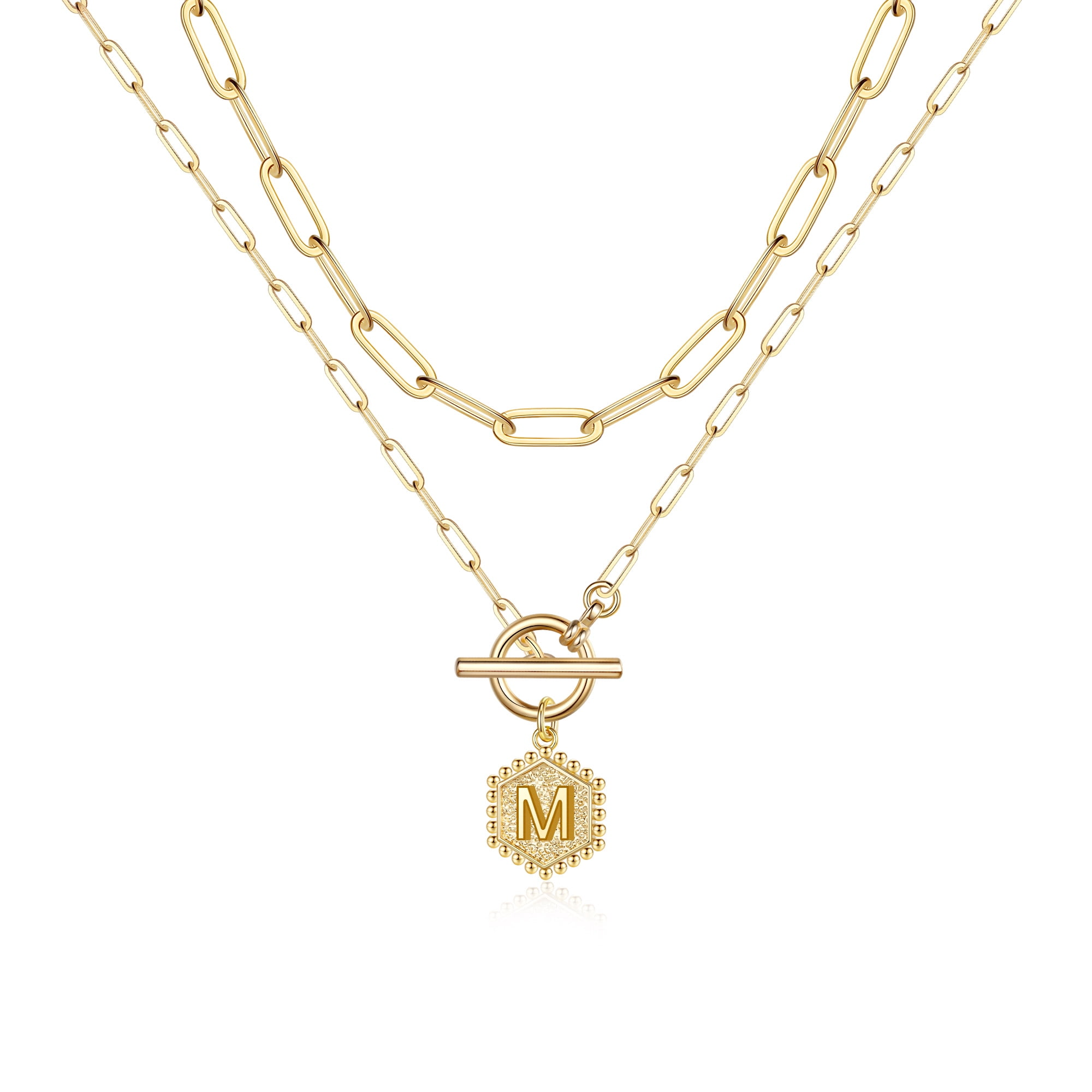 2pc Initial Toggle Necklace Set