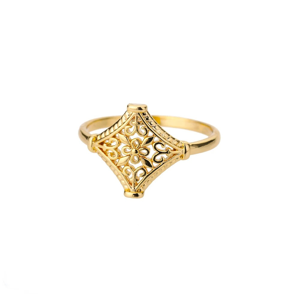Vintage Floral Star Ring