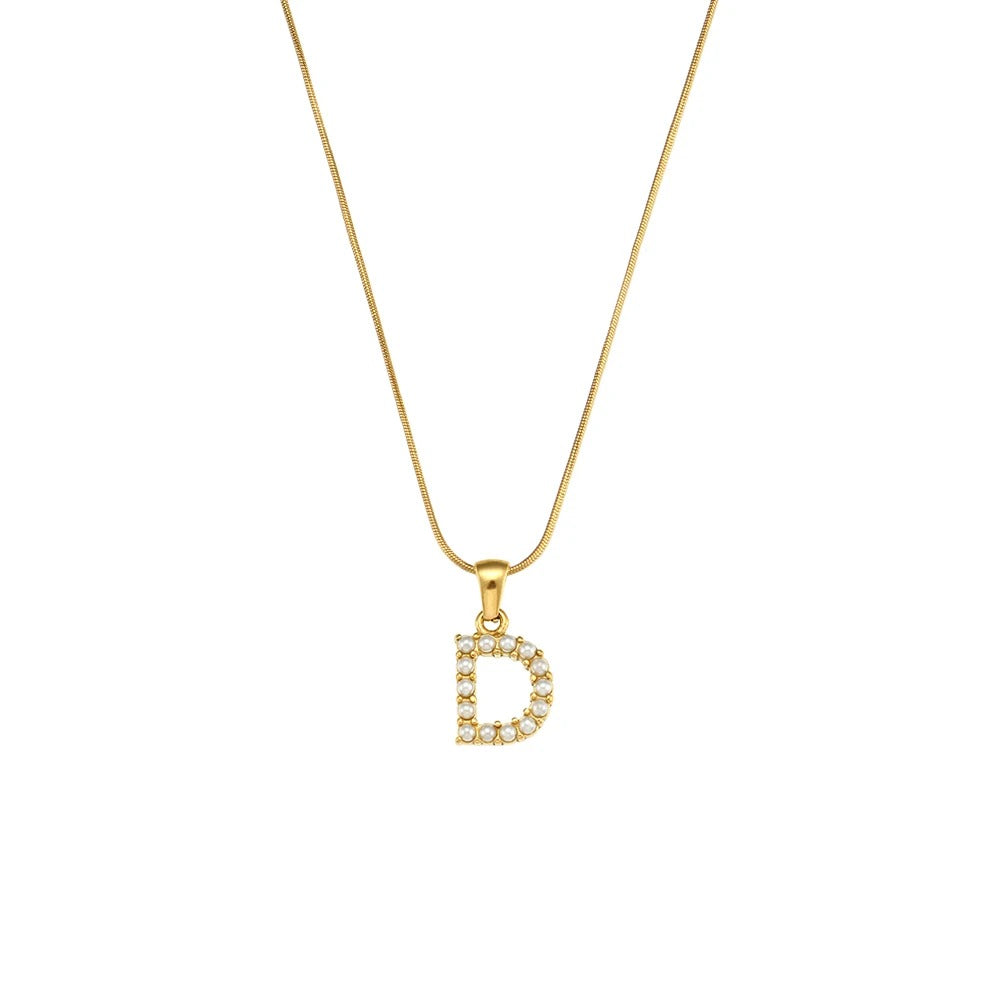 Pearl Letter Initial Necklace