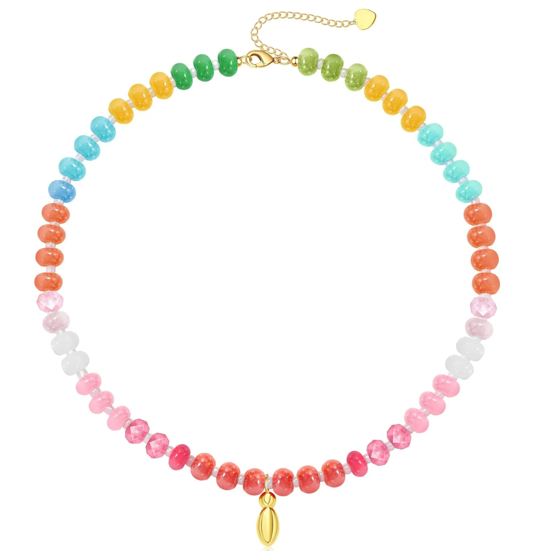 Initial Natural Stone Necklace