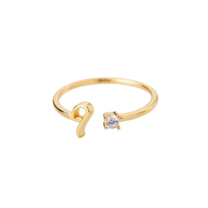 Adjustable Tiny Initial Letter Ring