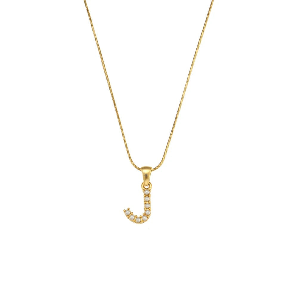 Pearl Letter Initial Necklace