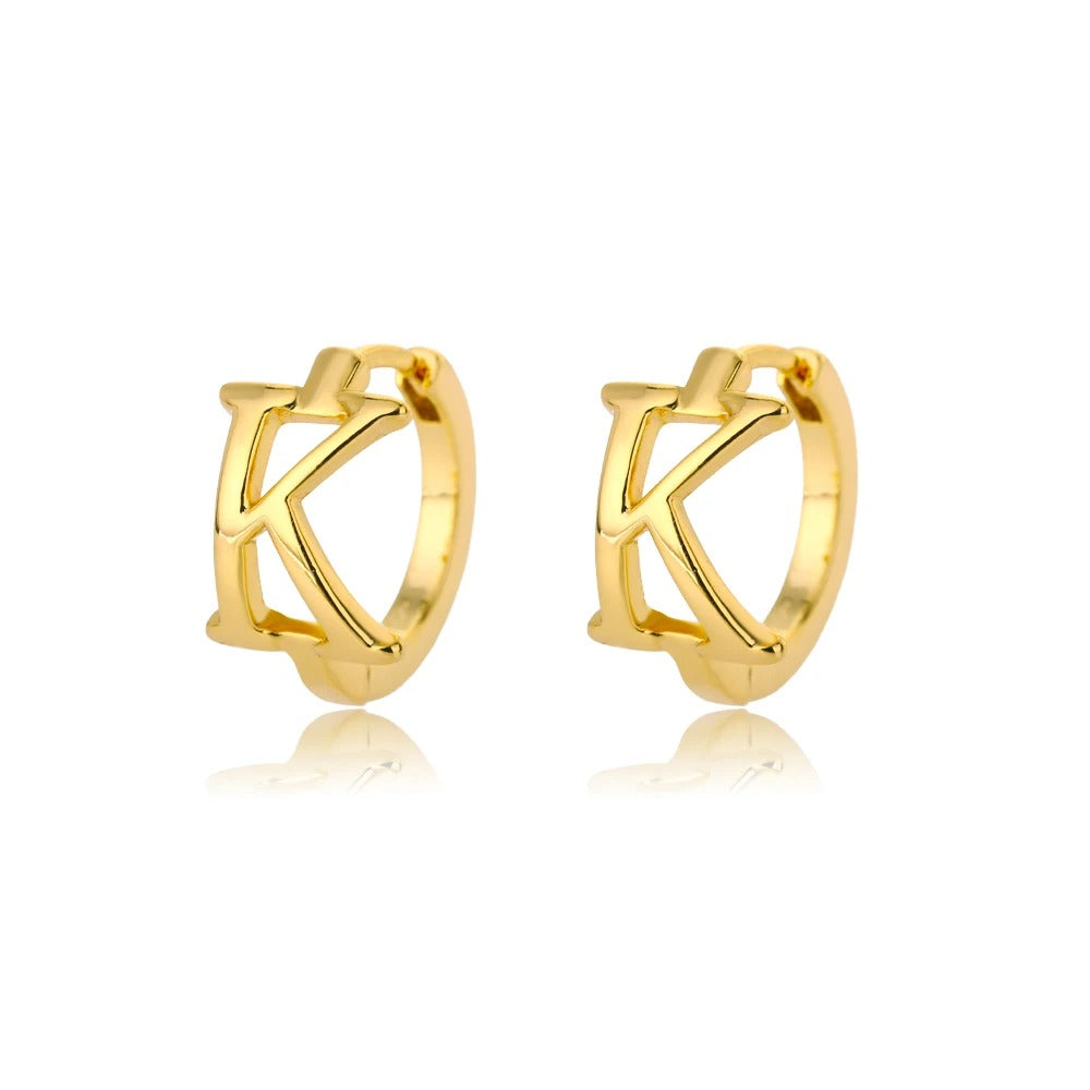 Minimal Initial Letter Stud Earrings